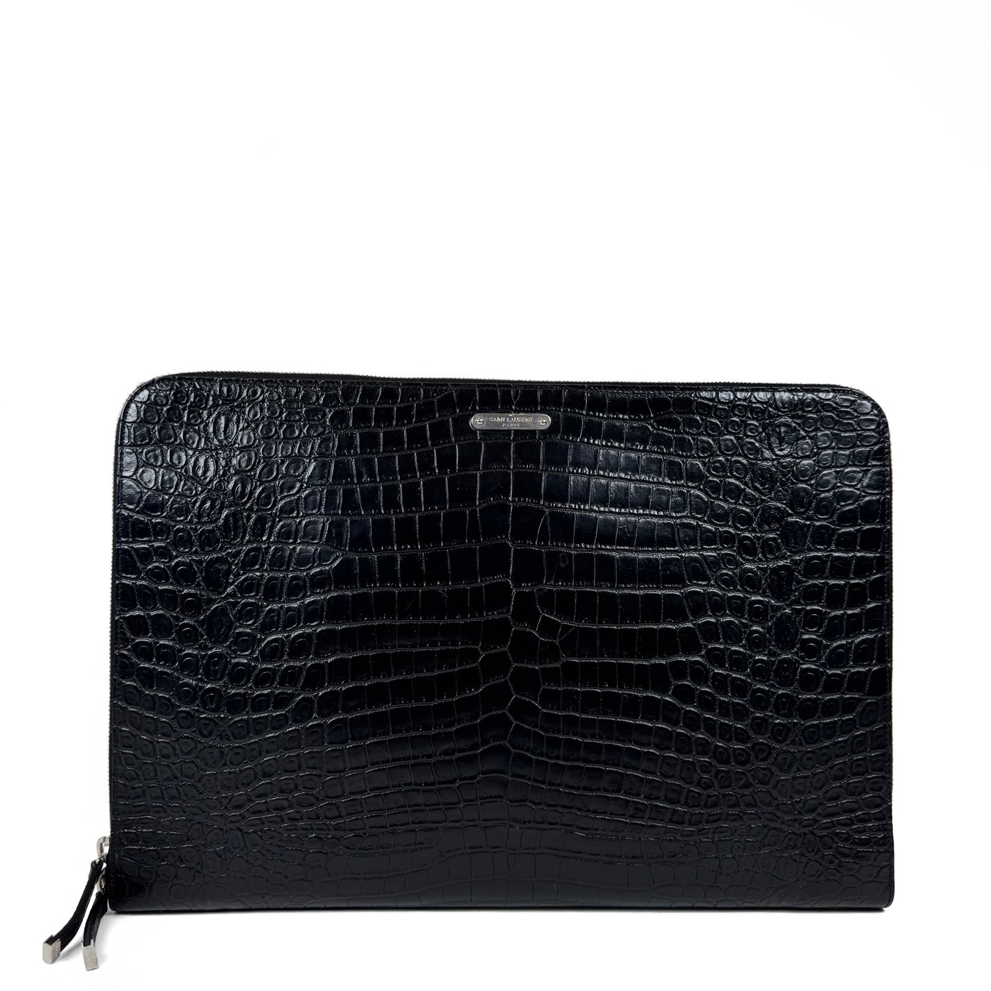 Saint Laurent Croc-Embossed Leather Pouch