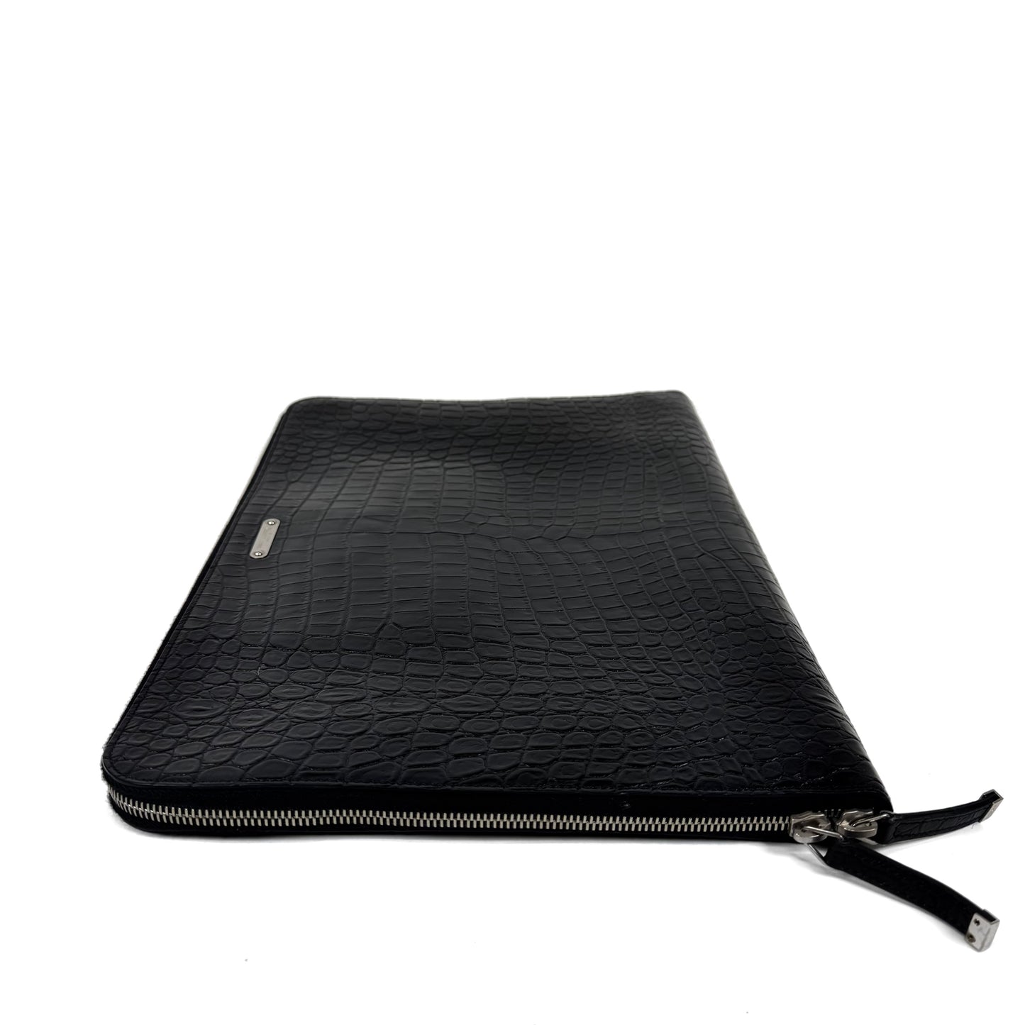 Saint Laurent Croc-Embossed Leather Pouch