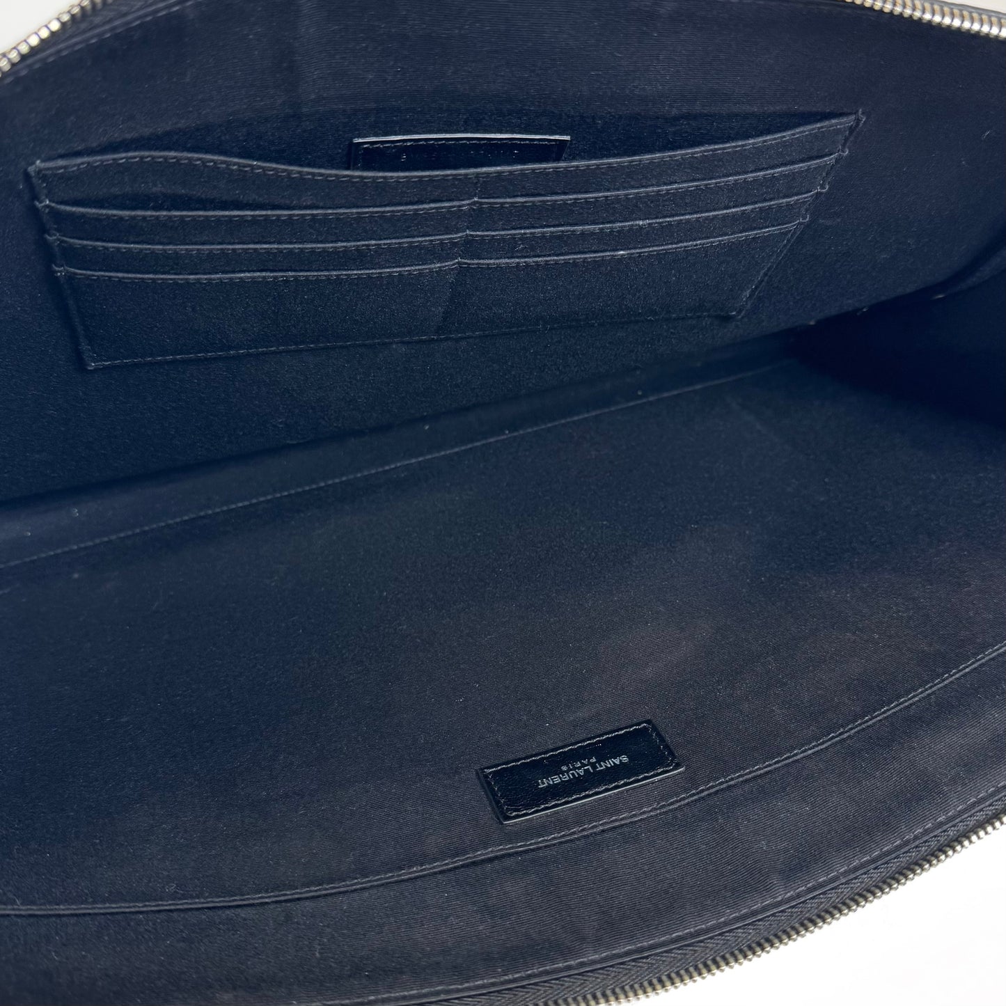 Saint Laurent Croc-Embossed Leather Pouch