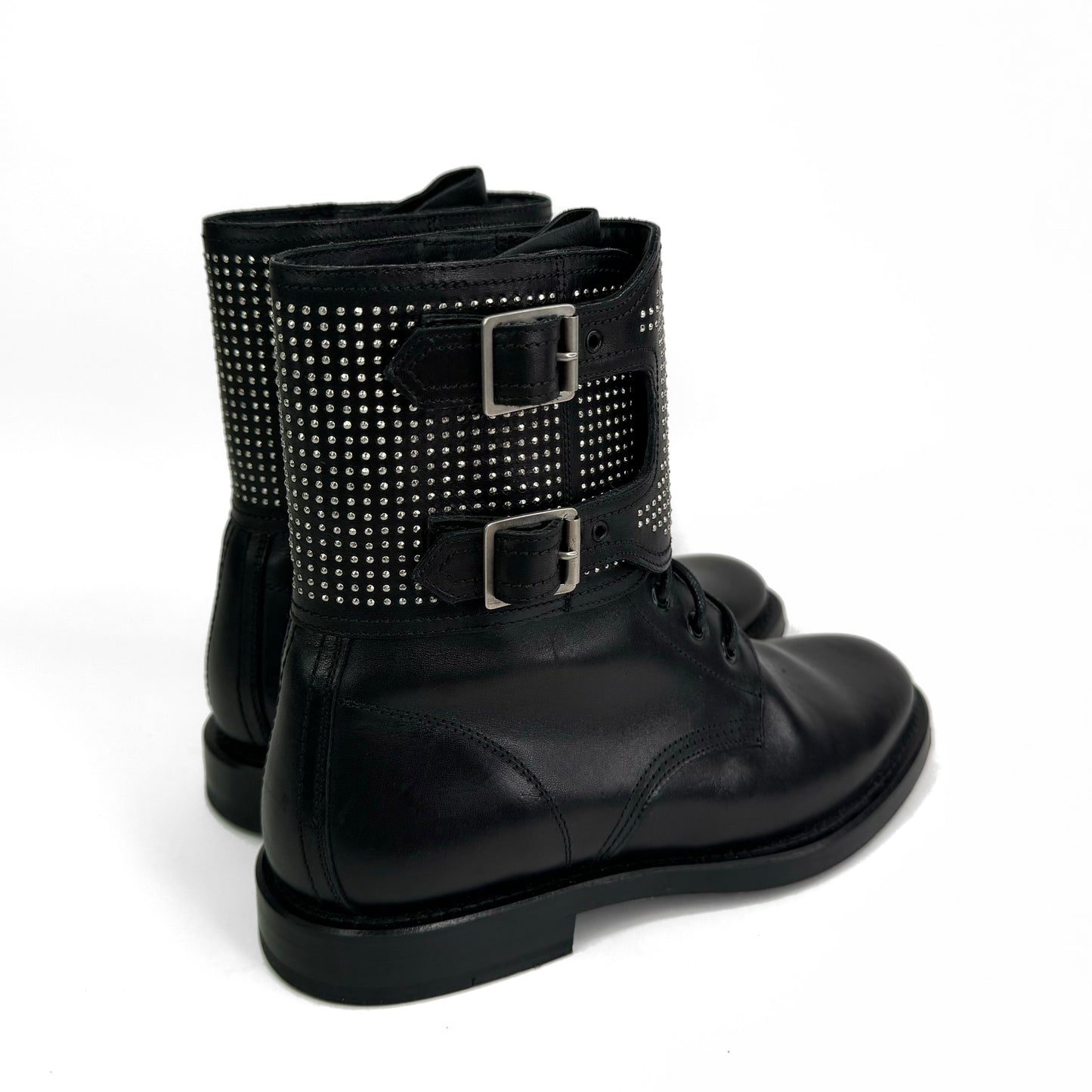 Saint Laurent Studded Buckle Combat Boots