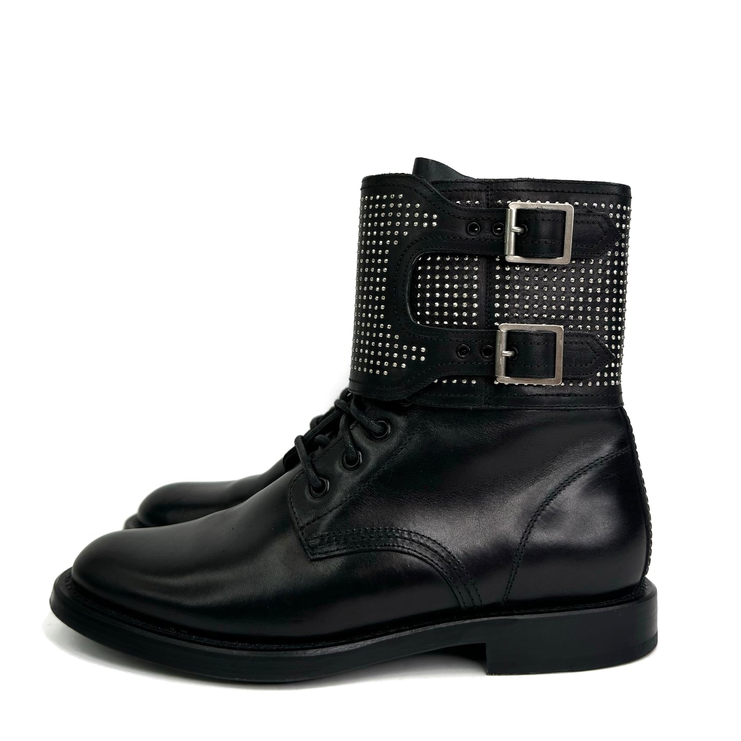 Saint Laurent Studded Buckle Combat Boots