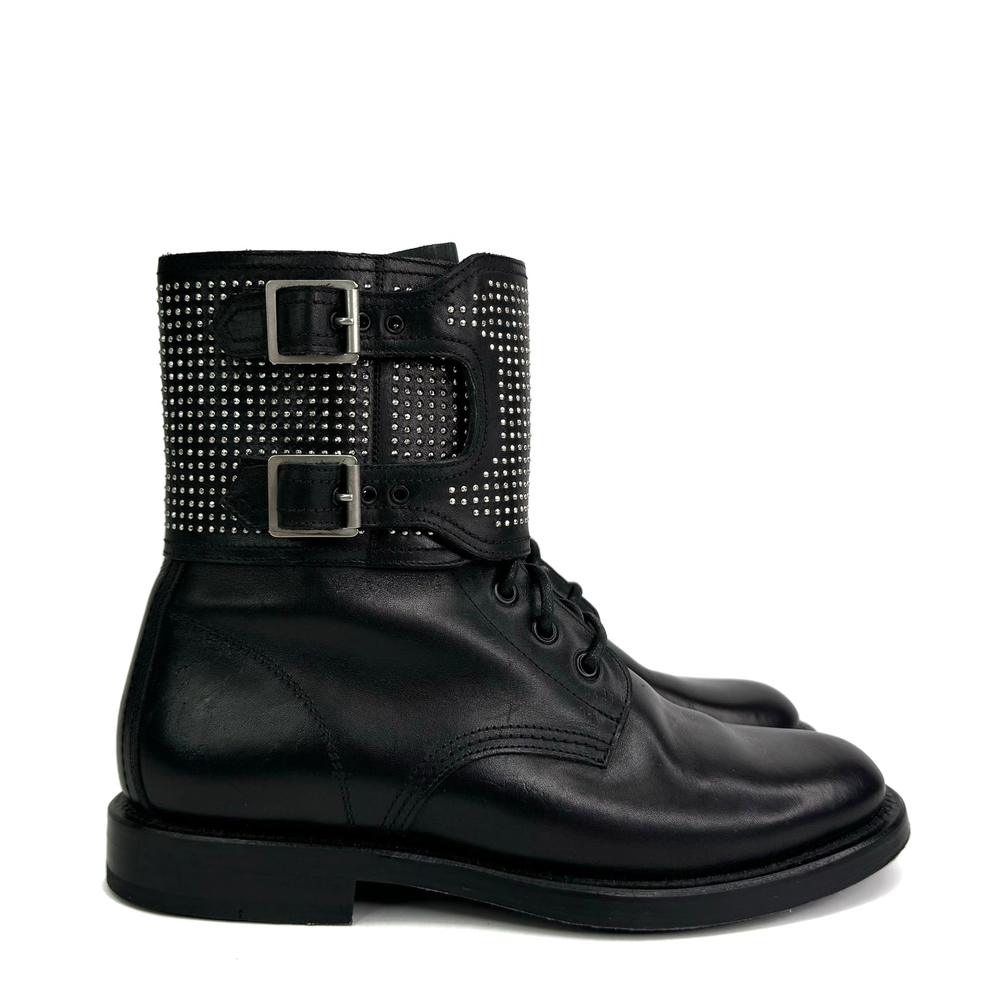 Saint Laurent Studded Buckle Combat Boots