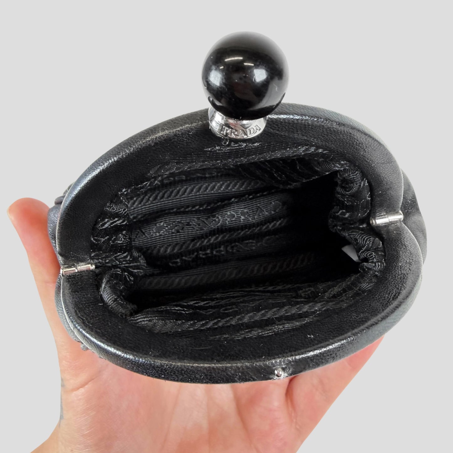 Prada Gaufre Leather Kiss-Lock Coin Purse