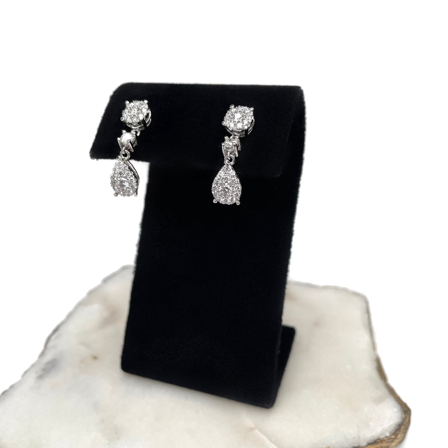 14k White Gold Dangle Earrings