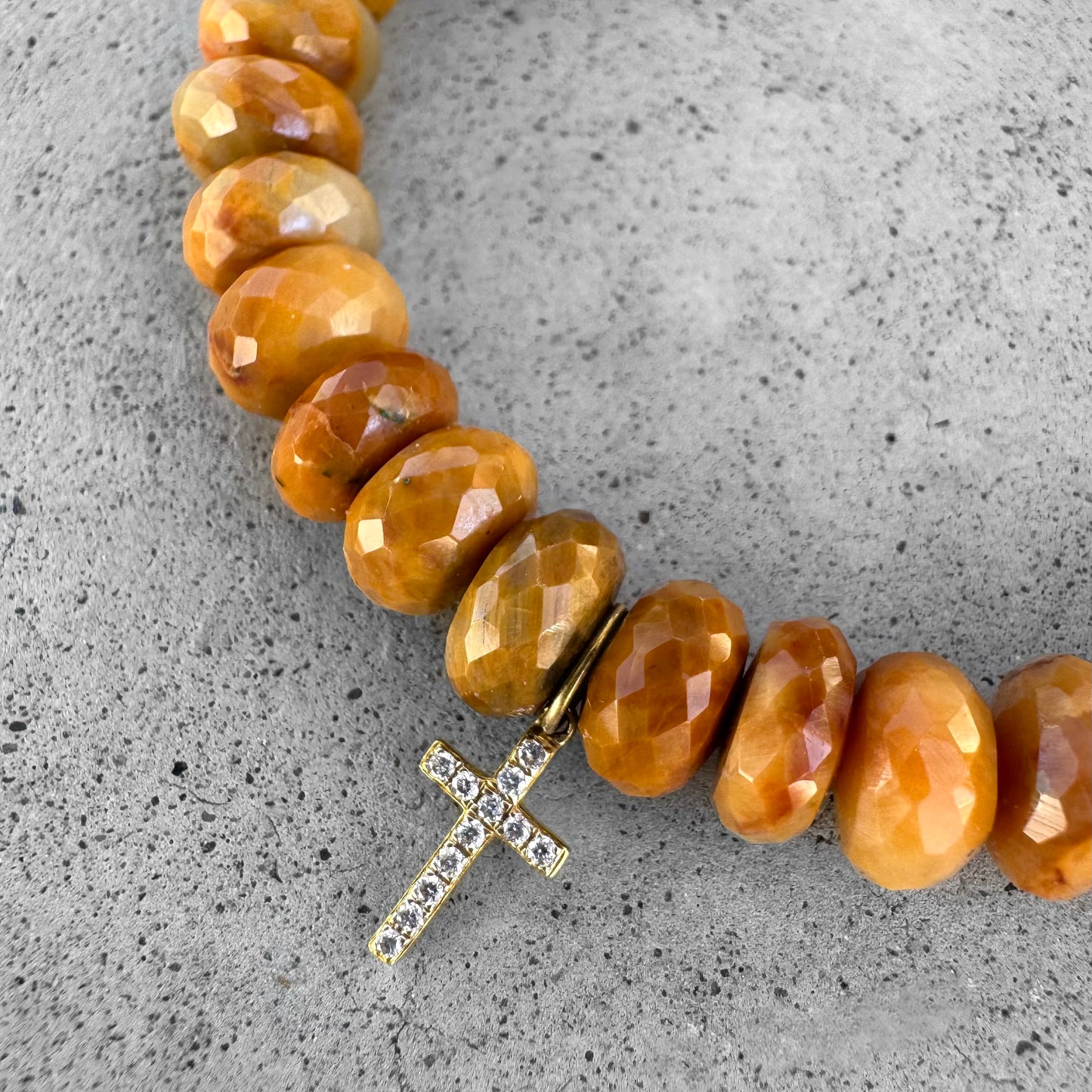 Sydney Evan Cross Charm Faceted Beads Jasper Bracelet