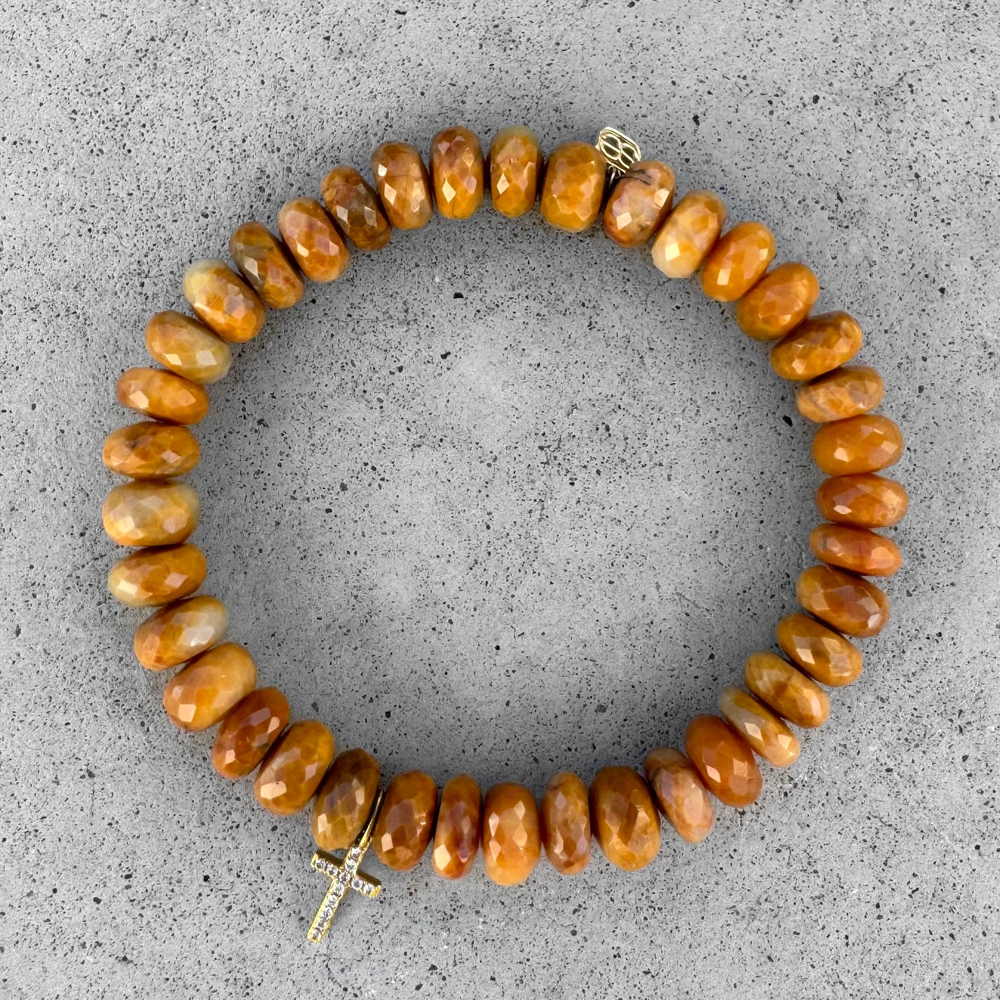 Sydney Evan Cross Charm Faceted Beads Jasper Bracelet