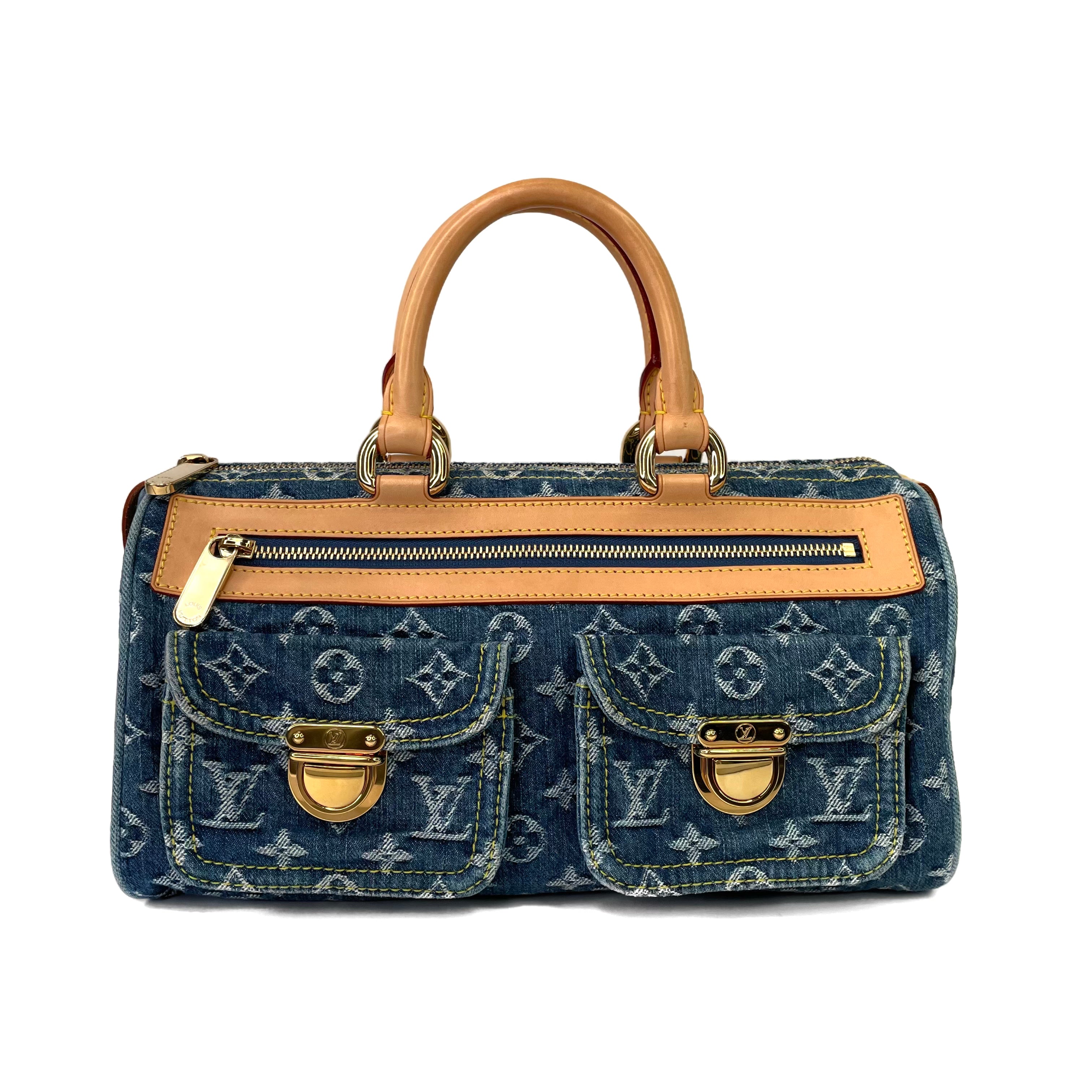 LOUIS VUITTON Blue Denim Monogram Neo Speedy Satchel Bag