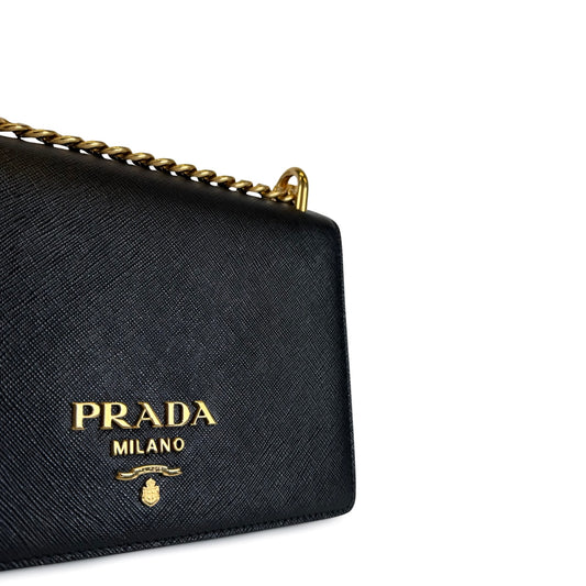 Prada Saffiano Leather Mini Chain Shoulder Bag