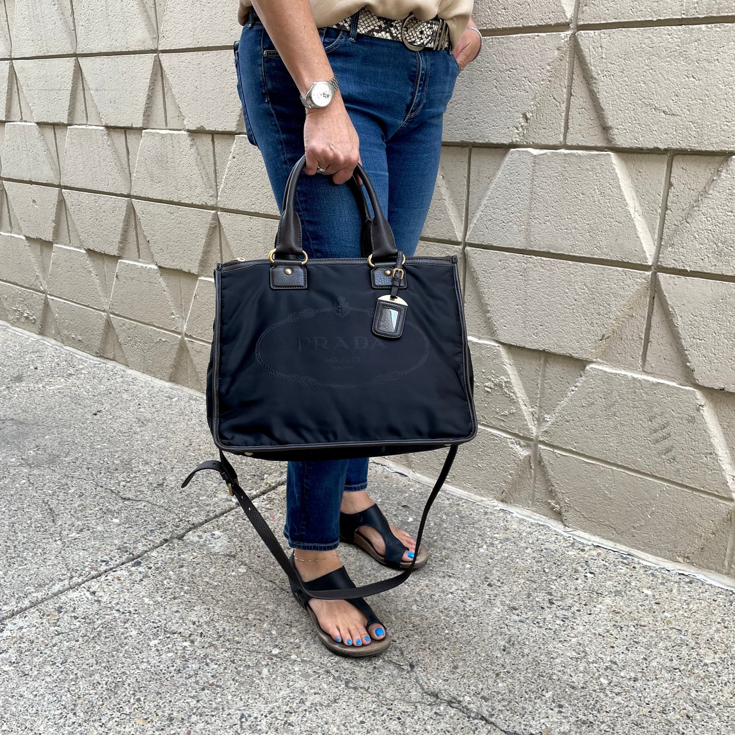 Prada Canapa Logo Tote Bag