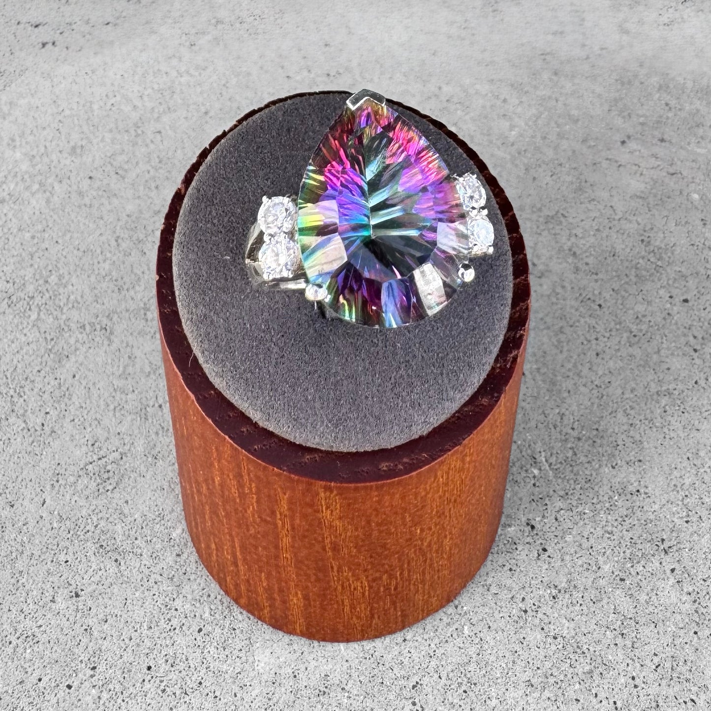 Mystic Topaz and Cubic Zirconia Sterling Silver Ring