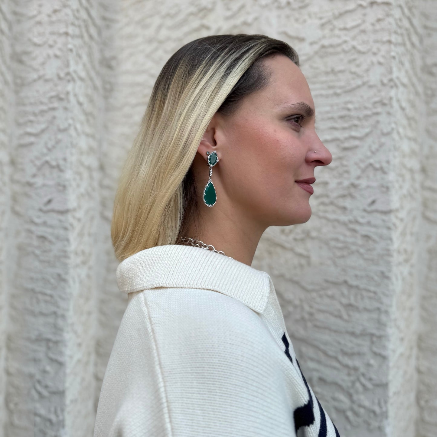 Judith Ripka Green Quartz Drop Earrings