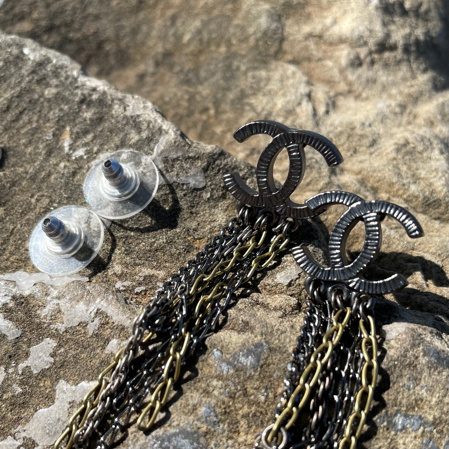 Chanel CC Drop Chains Earrings