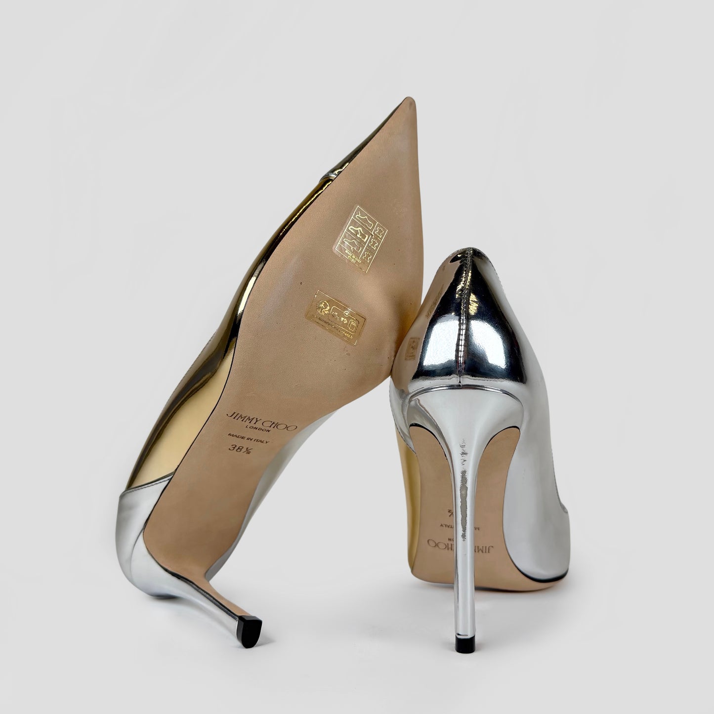 Jimmy Choo Silver & Gold Cass Pumps