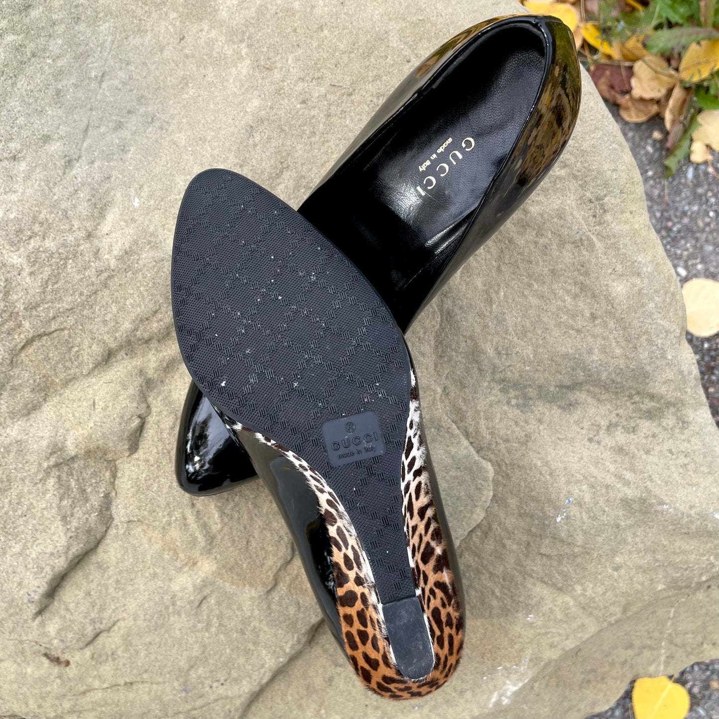 Gucci Leopard Print Wedge Pumps