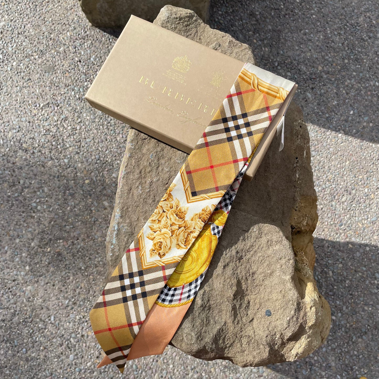 Burberry Multicolor Checked Silk Skinny Scarf