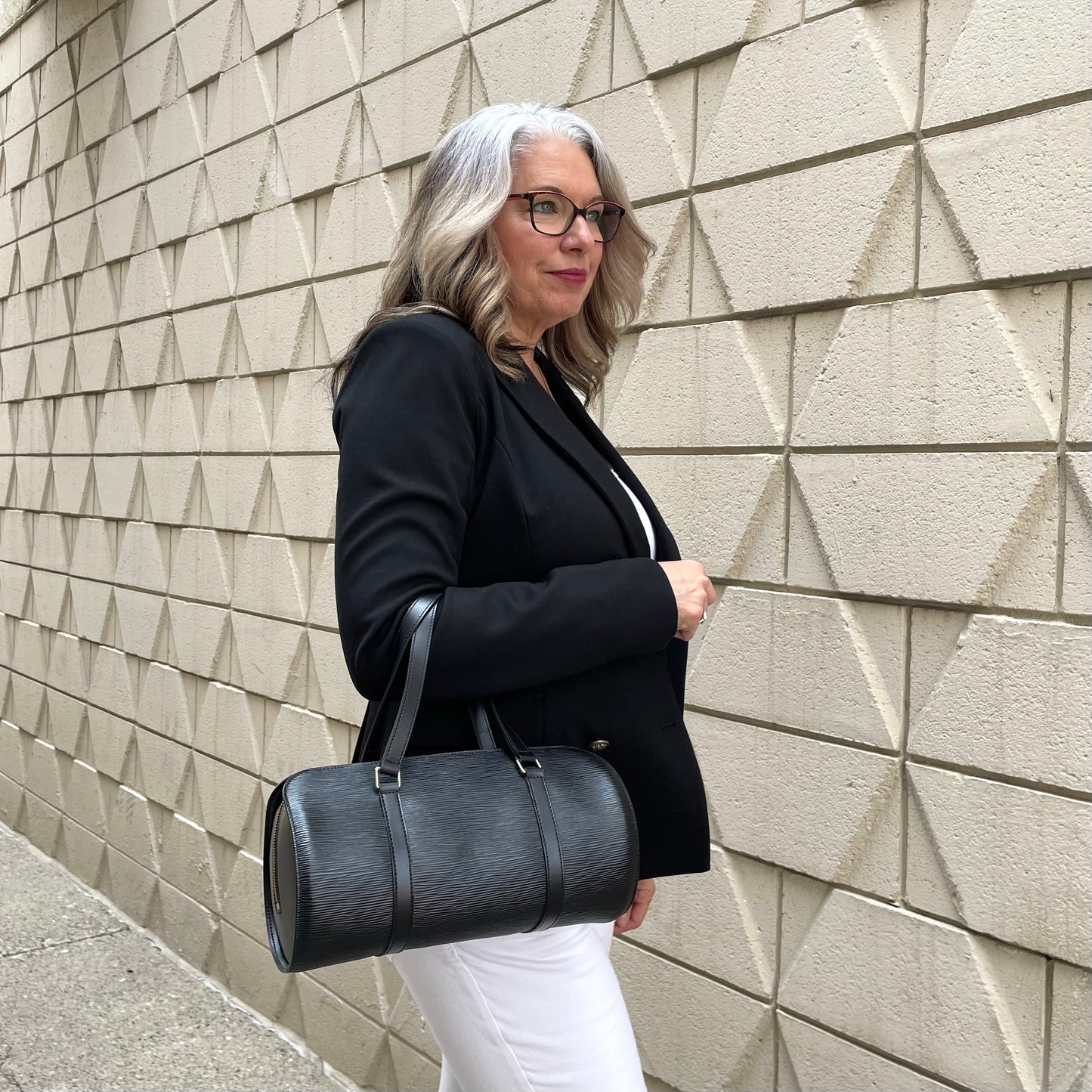 Louis Vuitton Black Epi Soufflot Bag