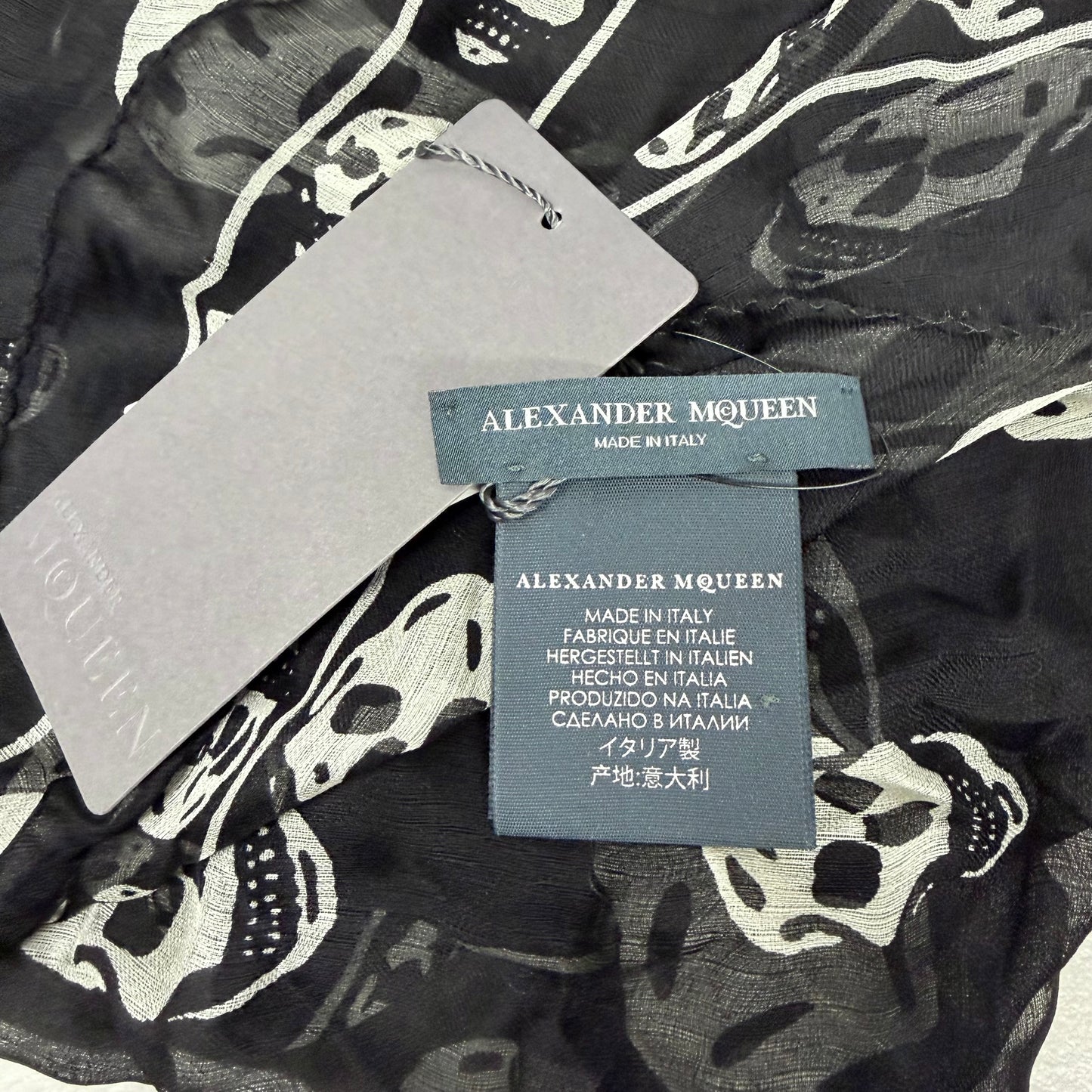 Alexander McQueen Black White Skull Scarf