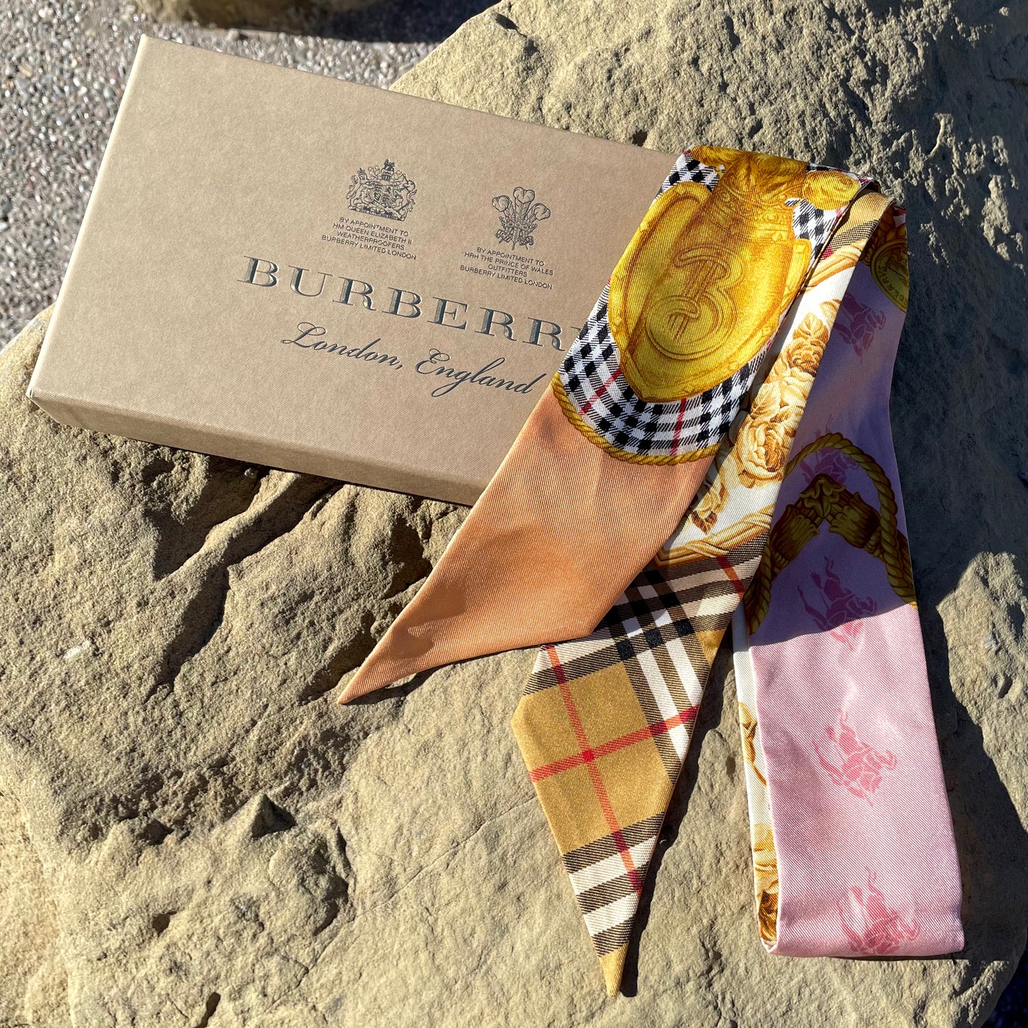 Burberry Multicolor Checked Silk Skinny Scarf