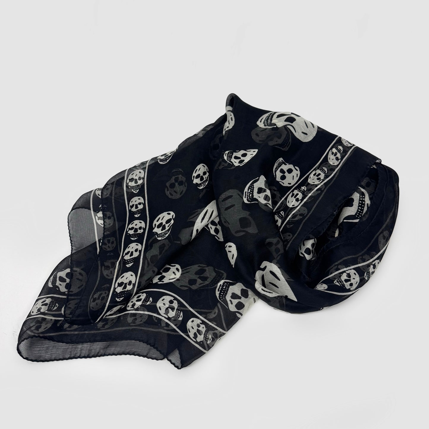Alexander McQueen Black White Skull Scarf