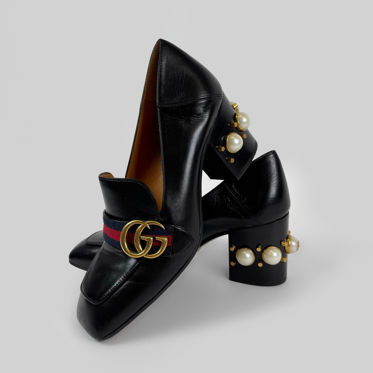 Gucci Pearl Peyton Marmont Heeled Loafers
