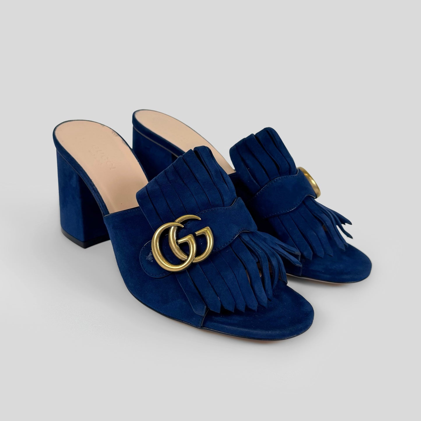 Gucci GG Fringe Marmont Suede Mules