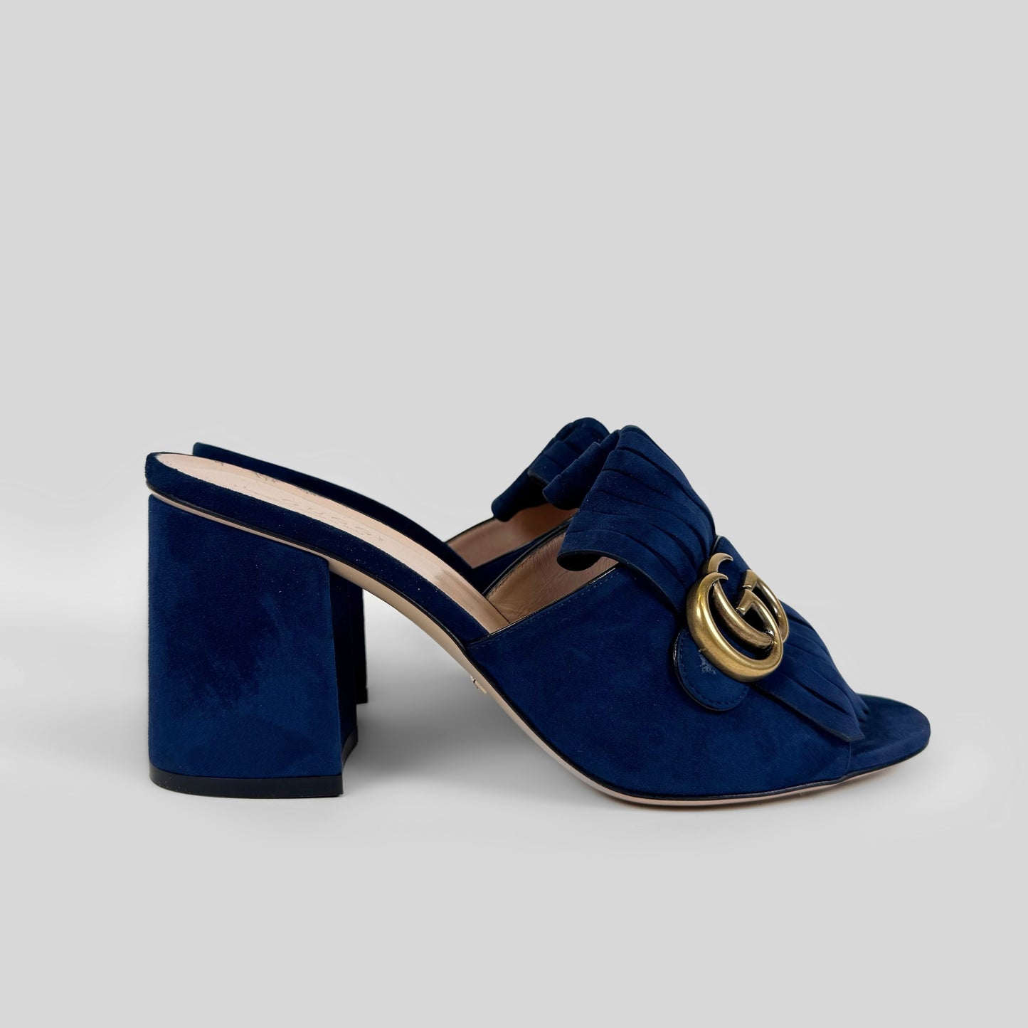 Gucci GG Fringe Marmont Suede Mules