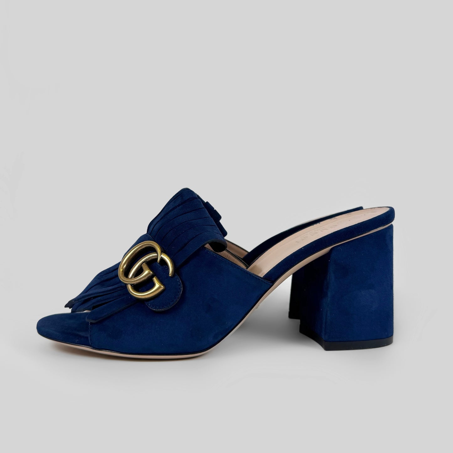 Gucci GG Fringe Marmont Suede Mules