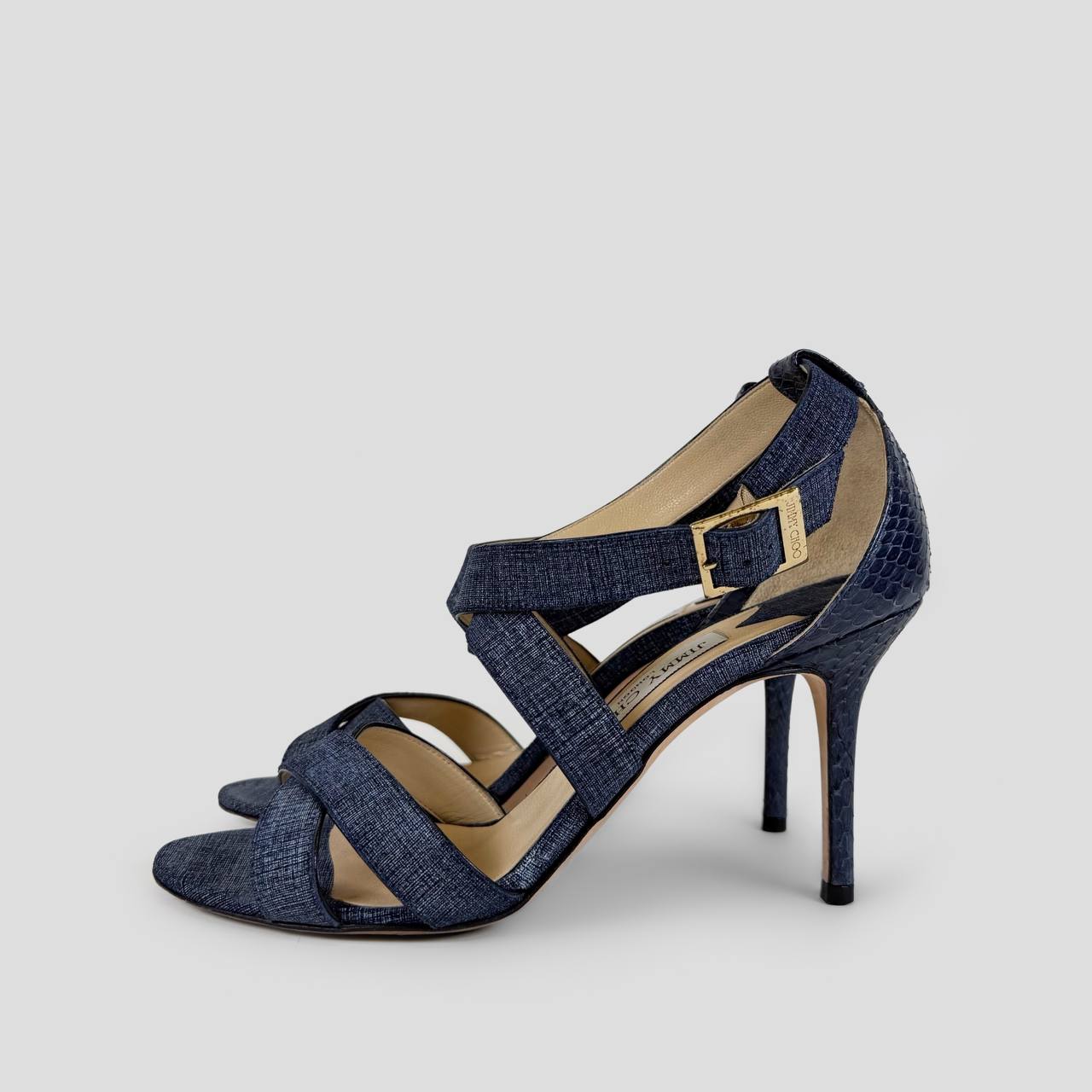 Jimmy Choo Denim & Snakeskin Heels