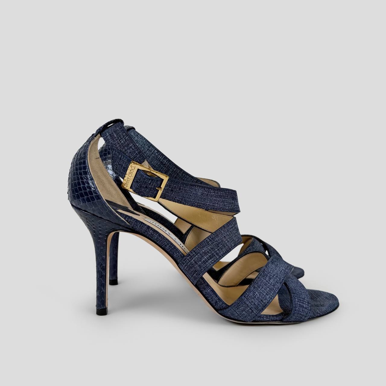 Jimmy Choo Denim & Snakeskin Heels