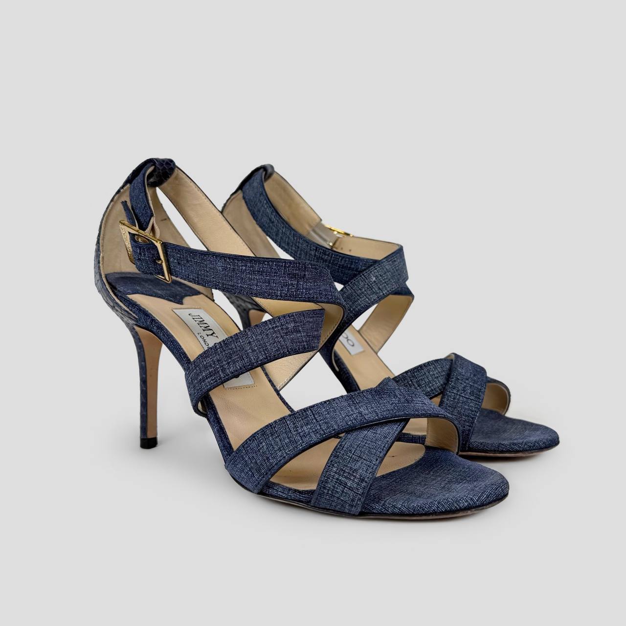 Jimmy Choo Denim & Snakeskin Heels
