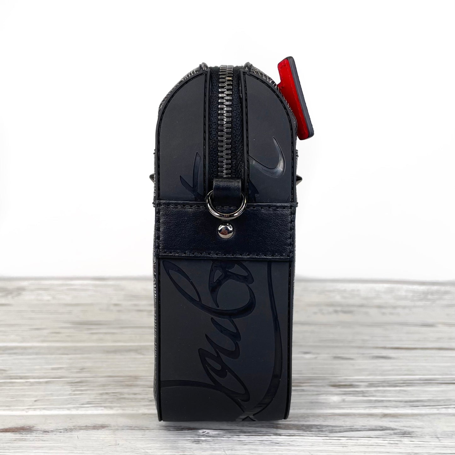 CHRISTIAN LOUBOUTIN Black and Red Ruisbuddy Messenger Bag