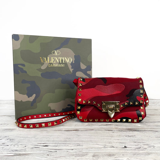 VALENTINO Mini Red & Black Rockstud Bag