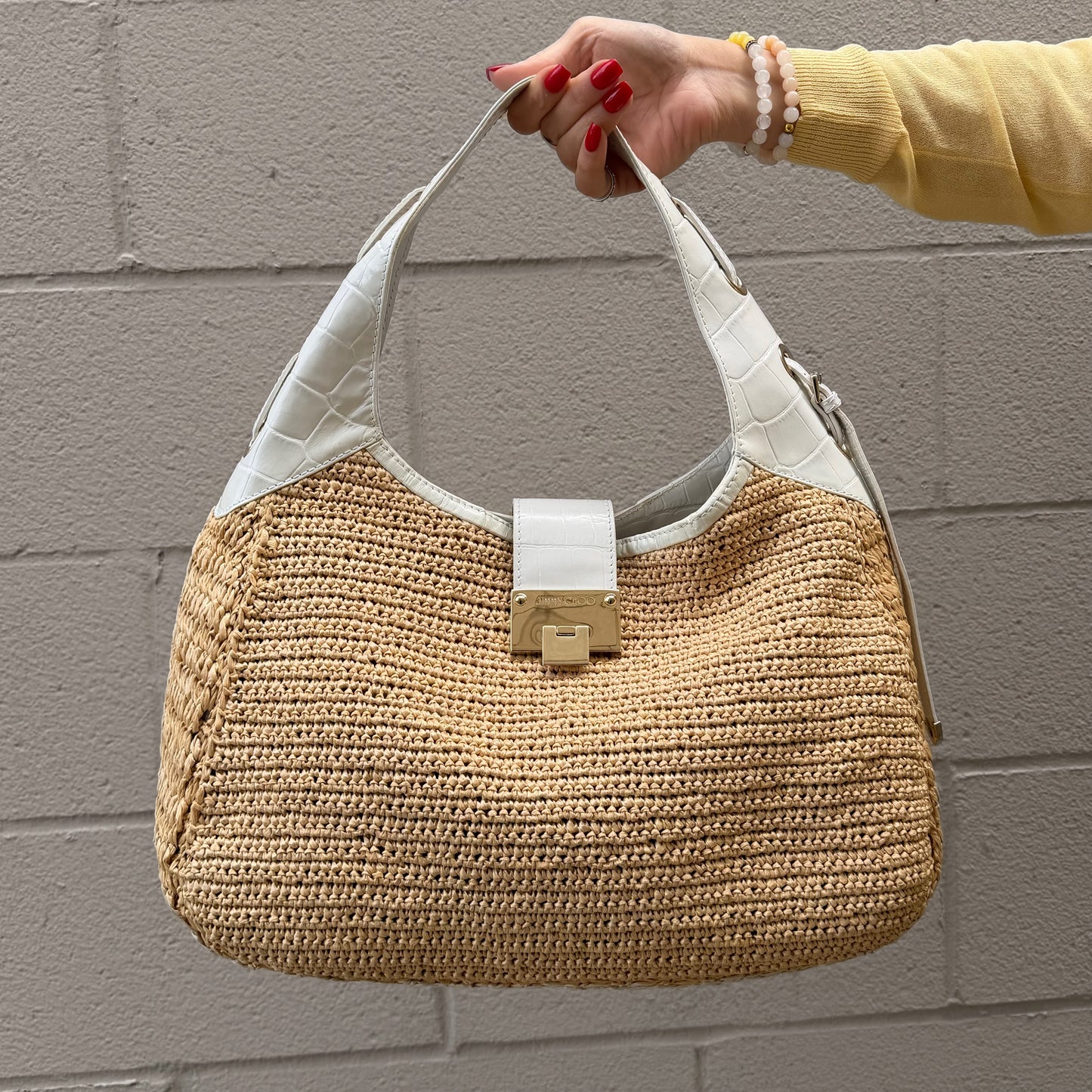 Jimmy Choo Rajah Raffia Hobo Bag
