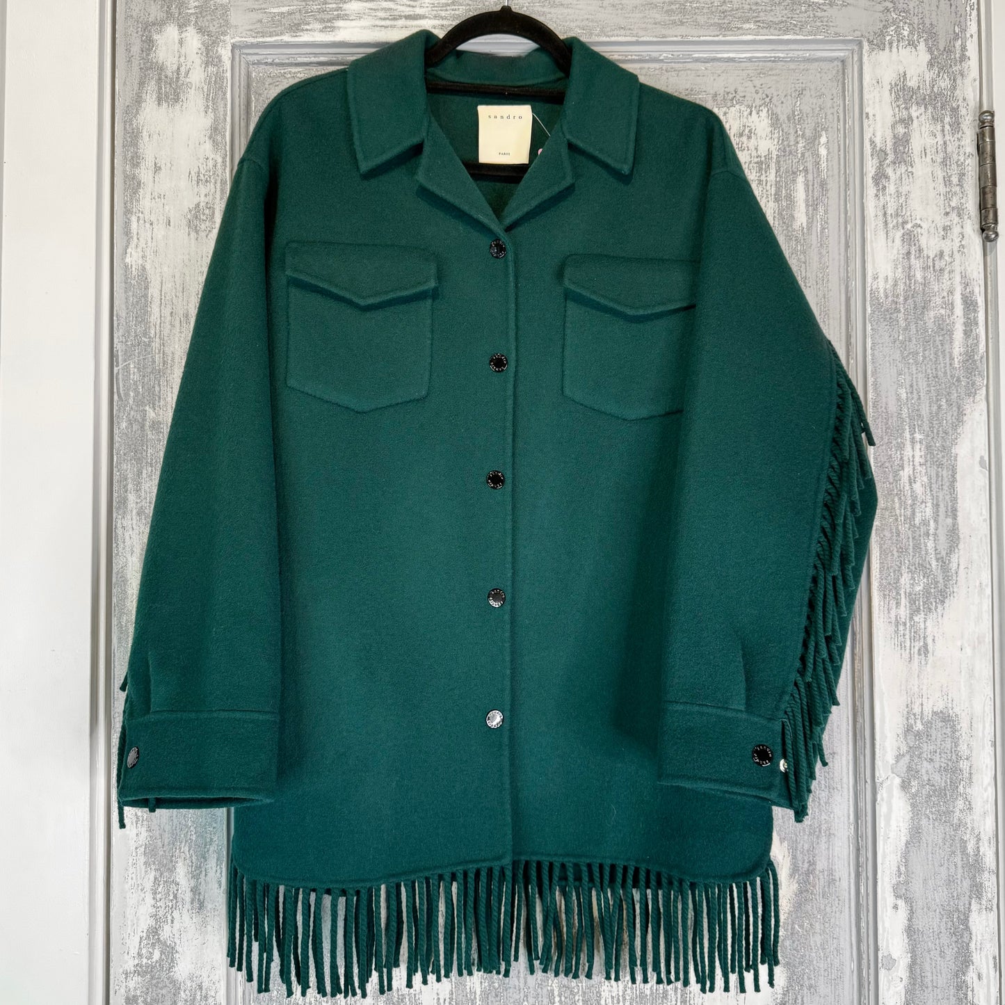 Sandro Fringe Green Jacket