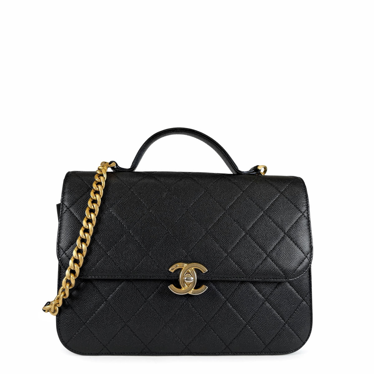 Chanel Quilted Caviar Leather Top Handle Bag