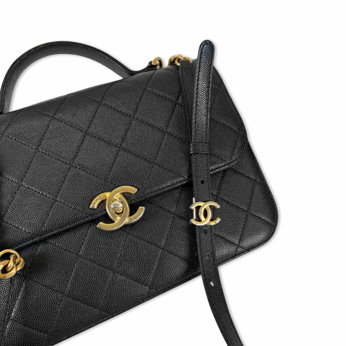 Chanel Quilted Caviar Leather Top Handle Bag