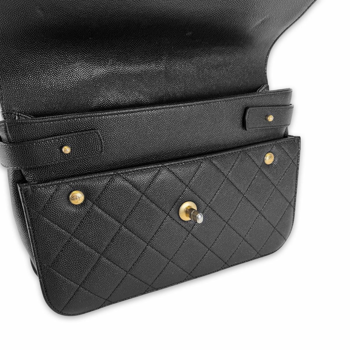 Chanel Quilted Caviar Leather Top Handle Bag