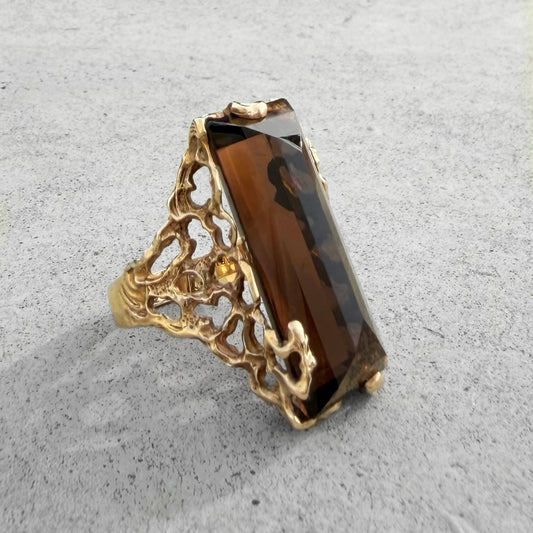 Estate Yellow Gold Smoky Quartz Ring