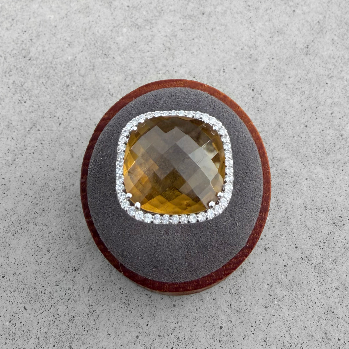 Estate Smoky Quartz Diamonds White Gold Ring