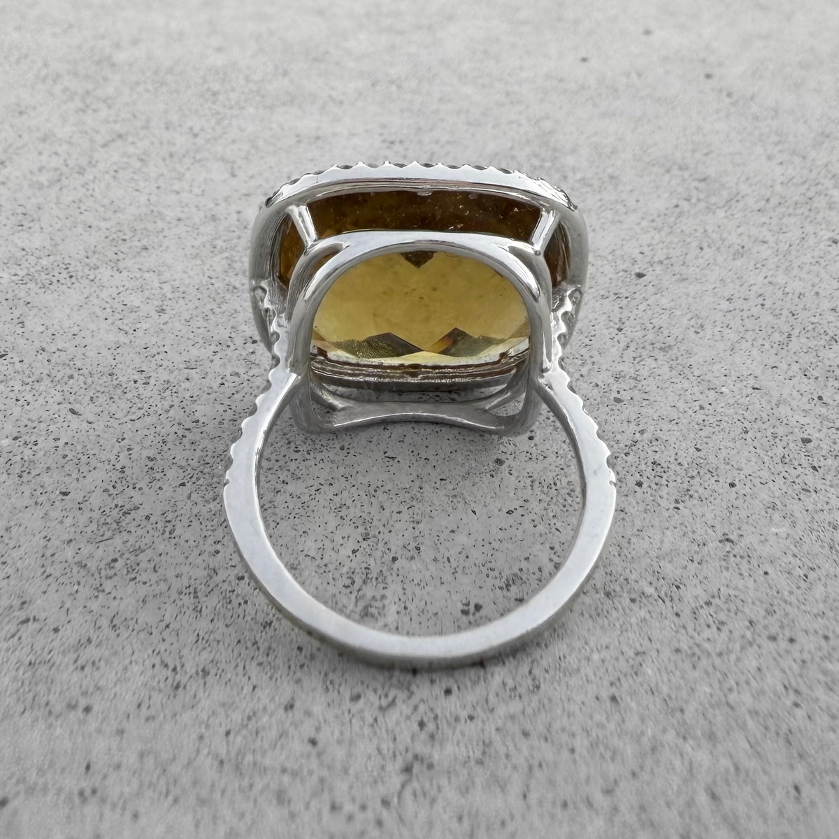 Estate Smoky Quartz Diamonds White Gold Ring