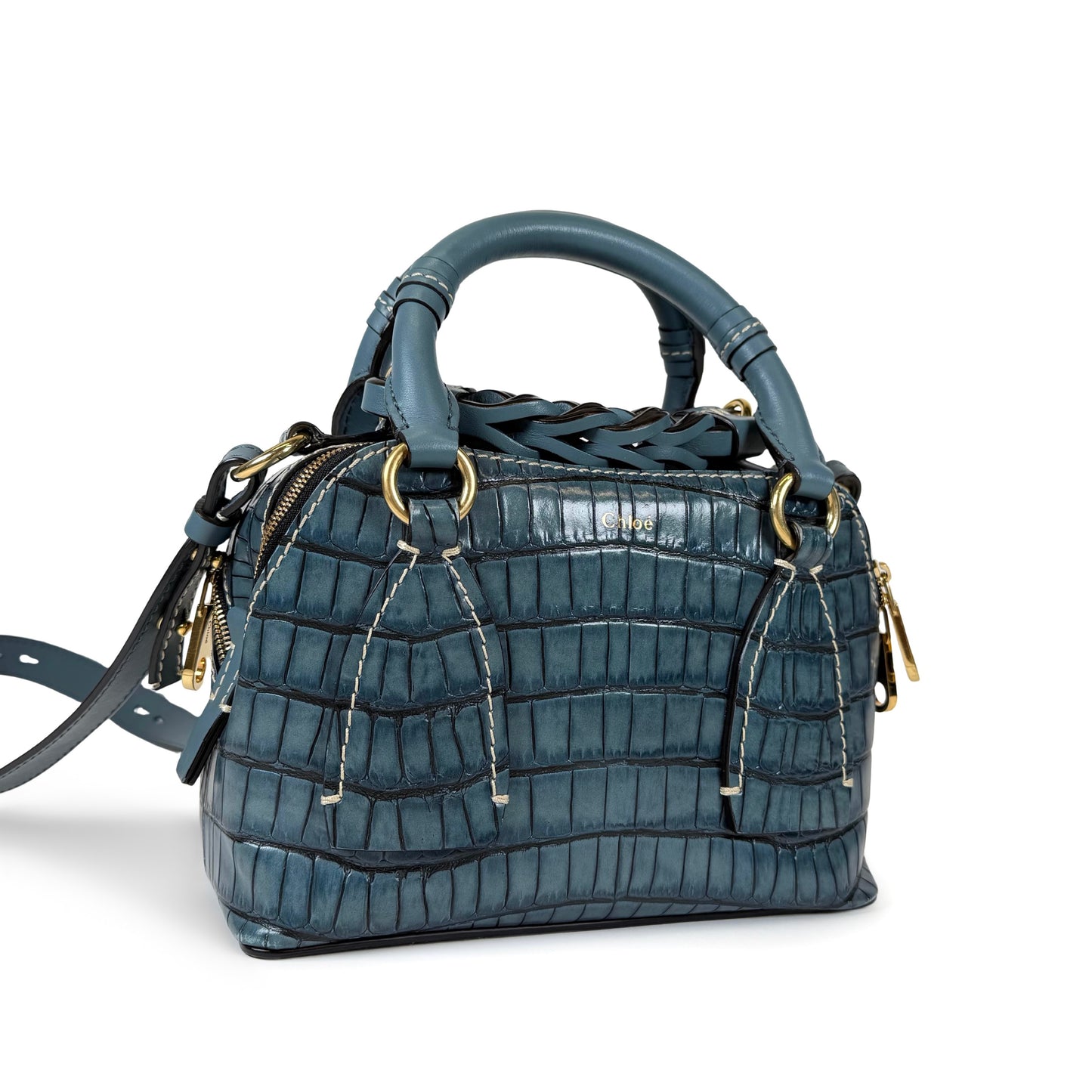 Chloé Small Daria Embossed Croc Bag