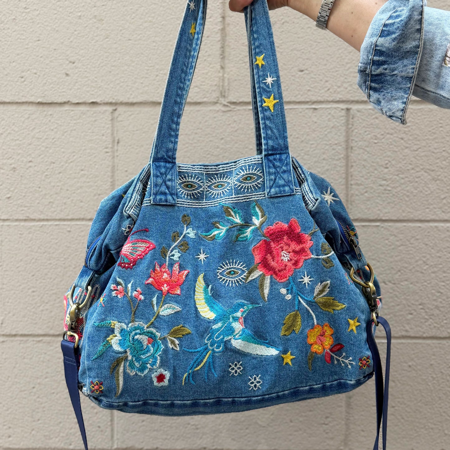 Johnny Was 3J Workshop Cara Denim Duffle Tote Bag