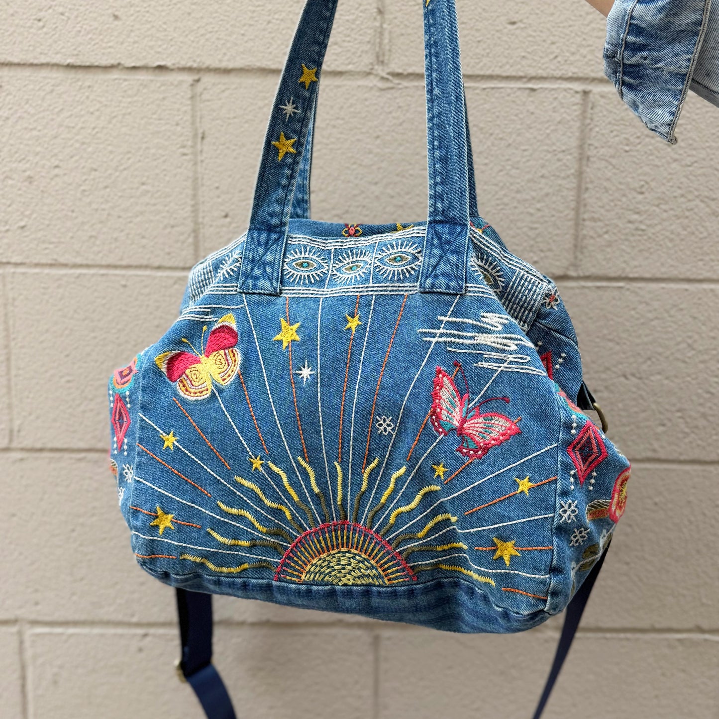 Johnny Was 3J Workshop Cara Denim Duffle Tote Bag