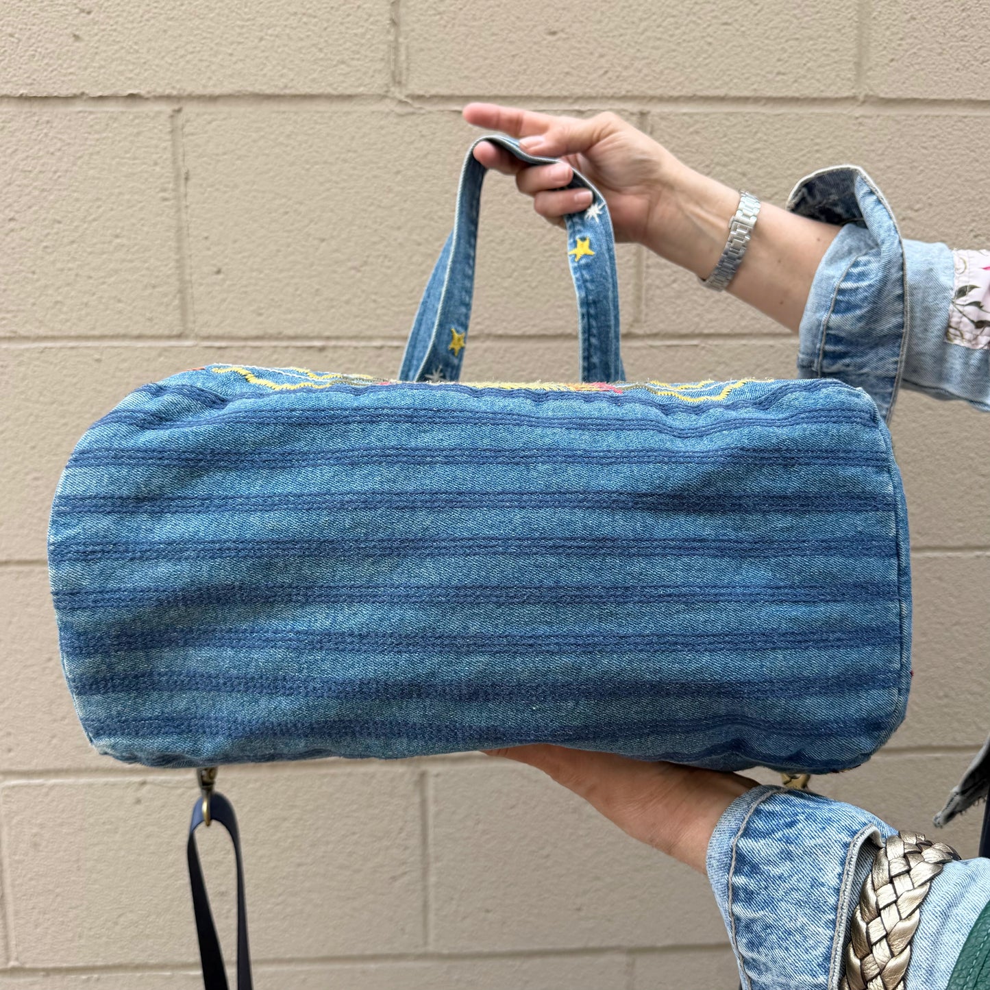 Johnny Was 3J Workshop Cara Denim Duffle Tote Bag