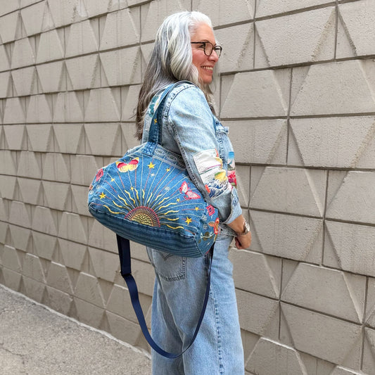 Johnny Was 3J Workshop Cara Denim Duffle Tote Bag