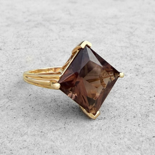 Custom Smoky Quartz Yellow Gold Ring