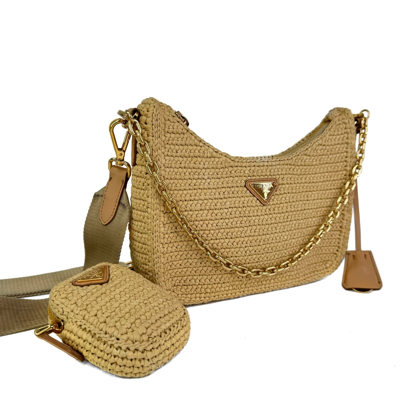 Prada Re-Edition 2005 Crochet-Knit Raffia Bag