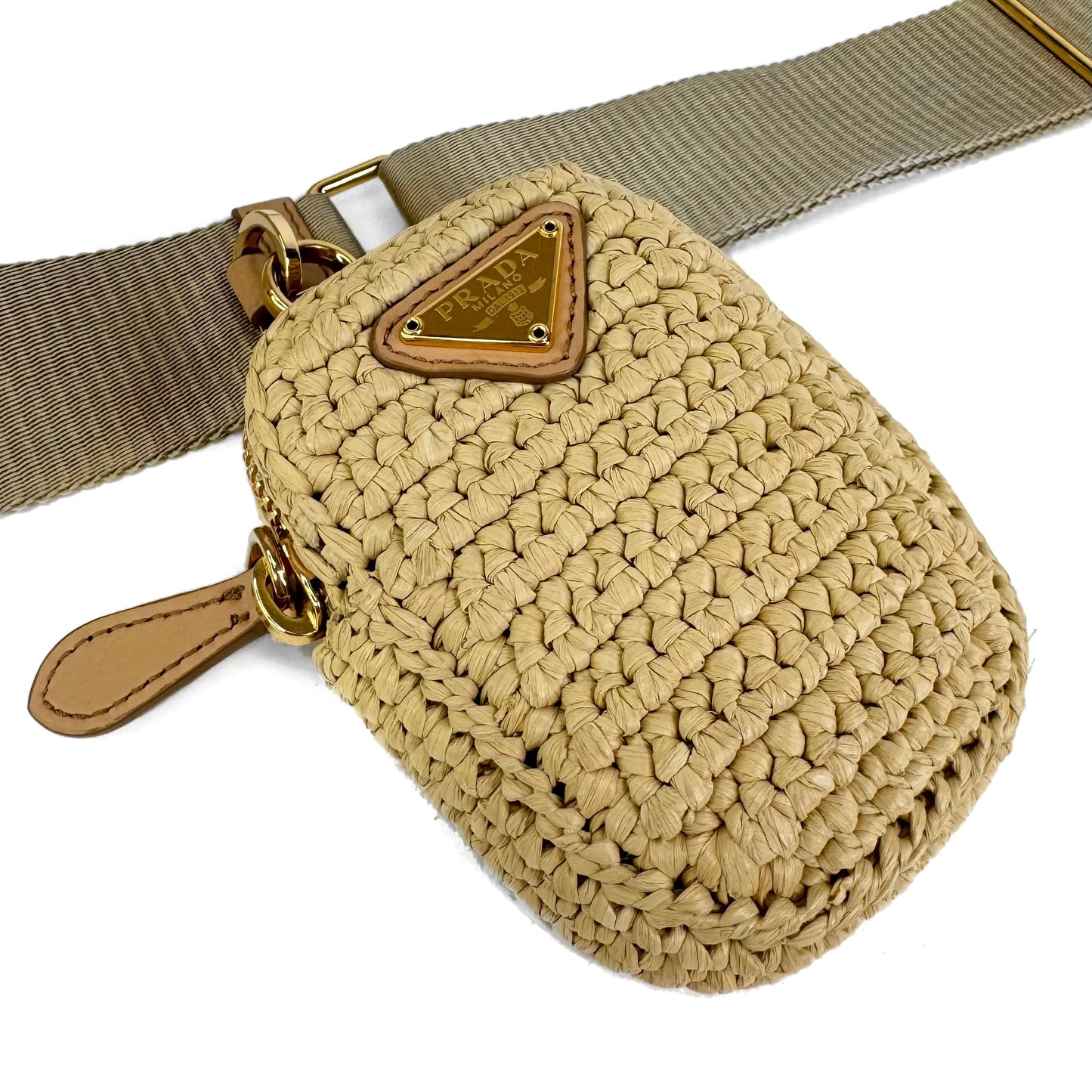 Prada Re-Edition 2005 Crochet-Knit Raffia Bag