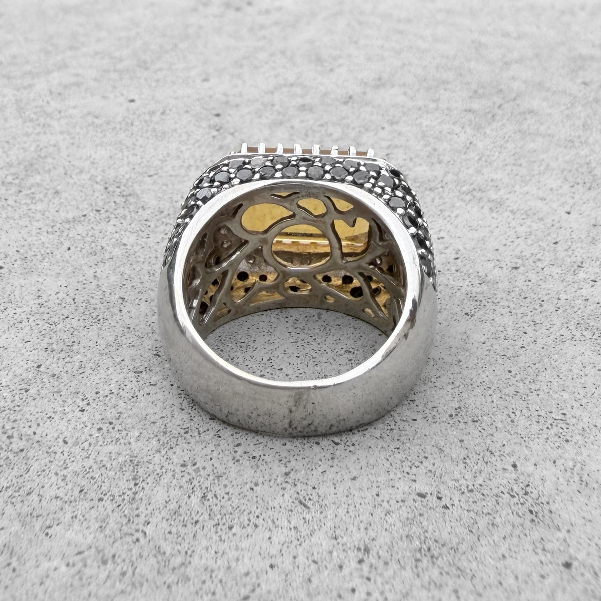 Estate 18K White Gold Citrine, Diamonds Ring
