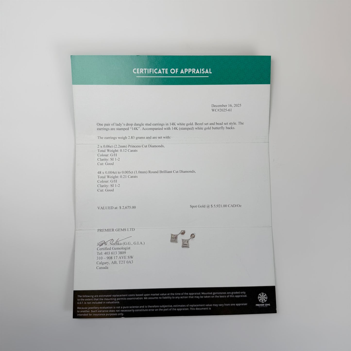 Estate Drop Dangle Diamond Stud Earrings